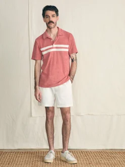 Cabana Towel Terry Surf Stripe Polo Shirt -*Faherty Brand New