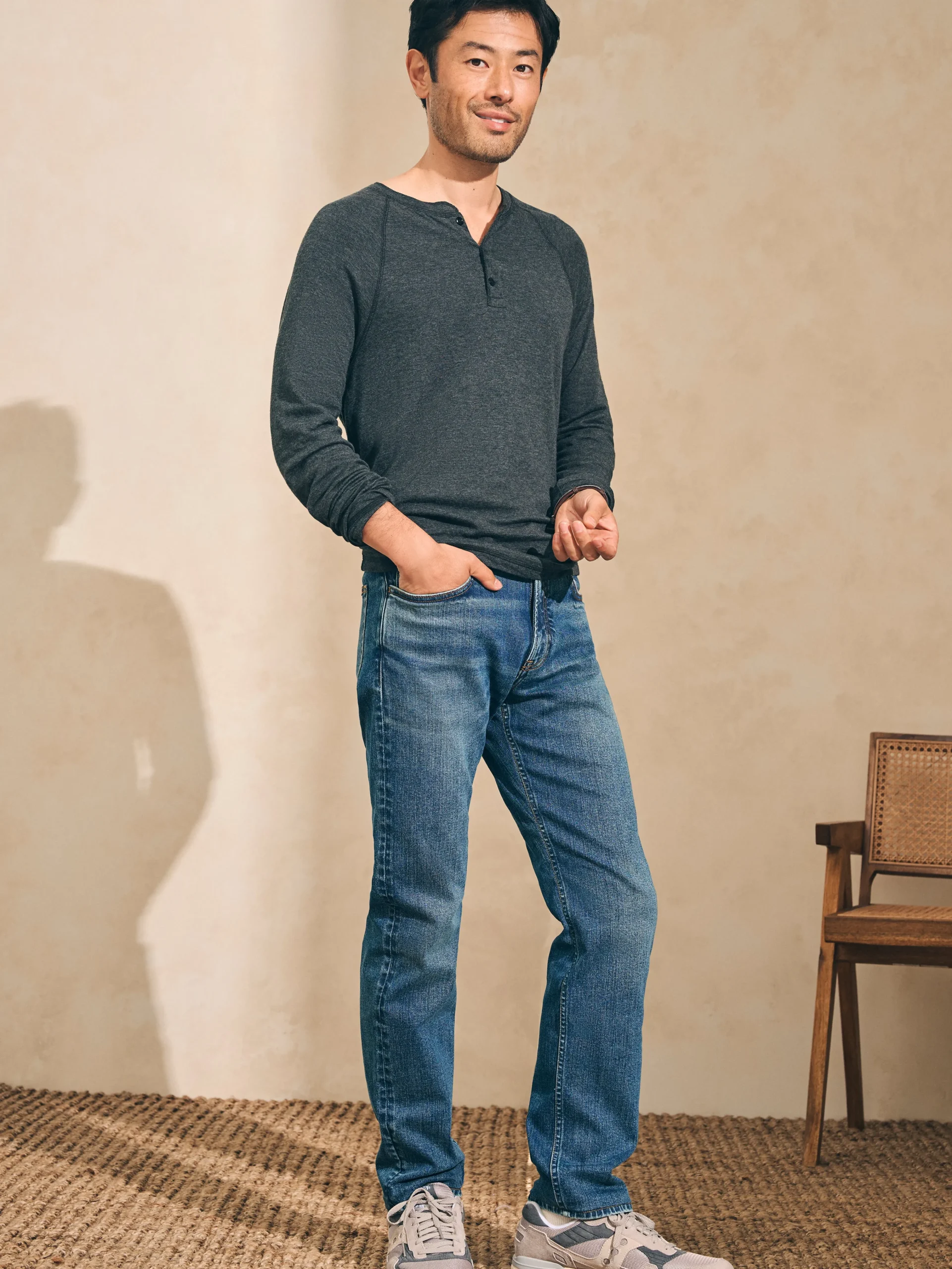Cloud Cotton Long-Sleeve Henley (Tall) -*Faherty Brand Online