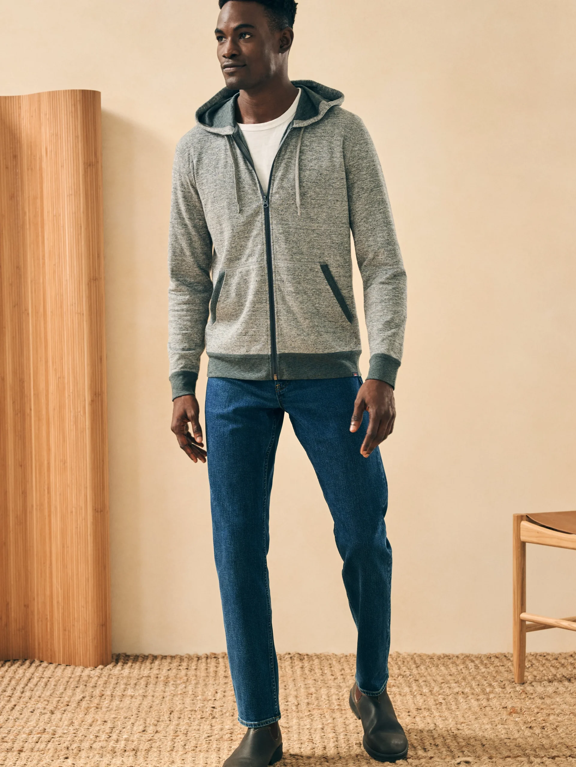 Double Knit Zip Hoodie -*Faherty Brand