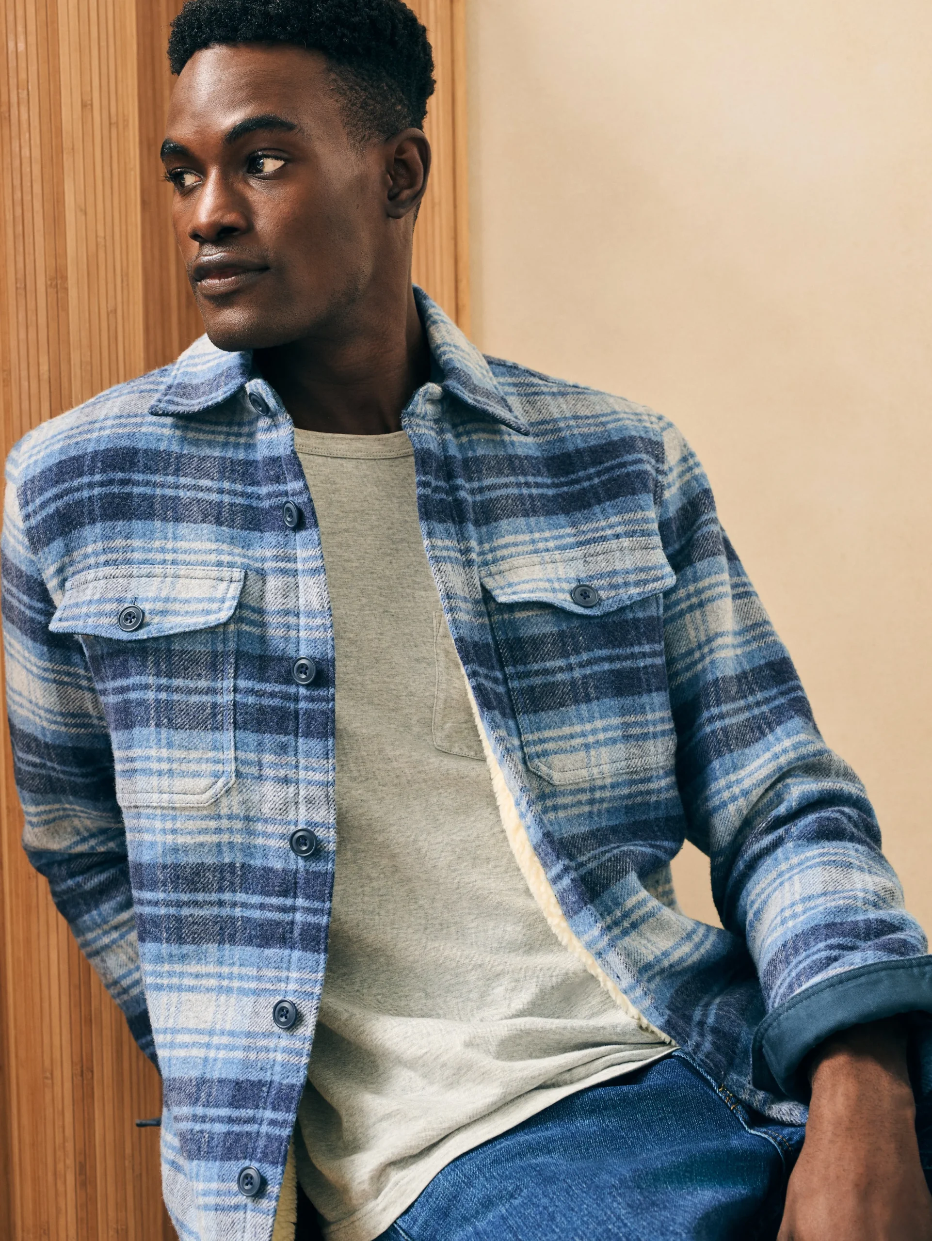 High Pile Fleece Lined Wool CPO -*Faherty Brand Discount