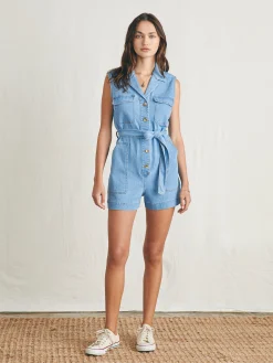 Linen Denim Romper -*Faherty Brand Best