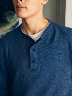 Long-Sleeve Indigo Henley -*Faherty Brand Online