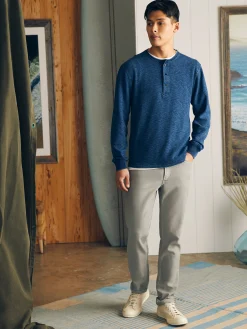 Long-Sleeve Indigo Henley -*Faherty Brand Online