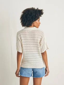 Nusa Crochet Polo Sweater -*Faherty Brand Hot