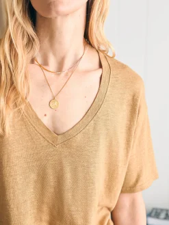 Oceanside Linen V-Neck Tee -*Faherty Brand New