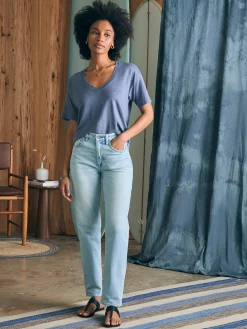 Oceanside Linen V-Neck Tee -*Faherty Brand Online