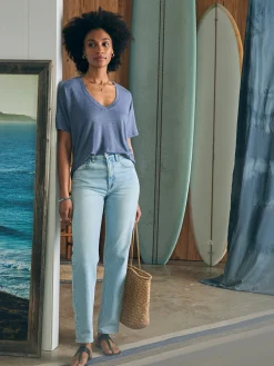 Oceanside Linen V-Neck Tee -*Faherty Brand Online