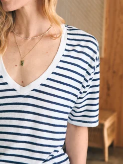 Oceanside Linen V-Neck Tee -*Faherty Brand Outlet