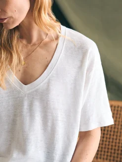 Oceanside Linen V-Neck Tee -*Faherty Brand Hot