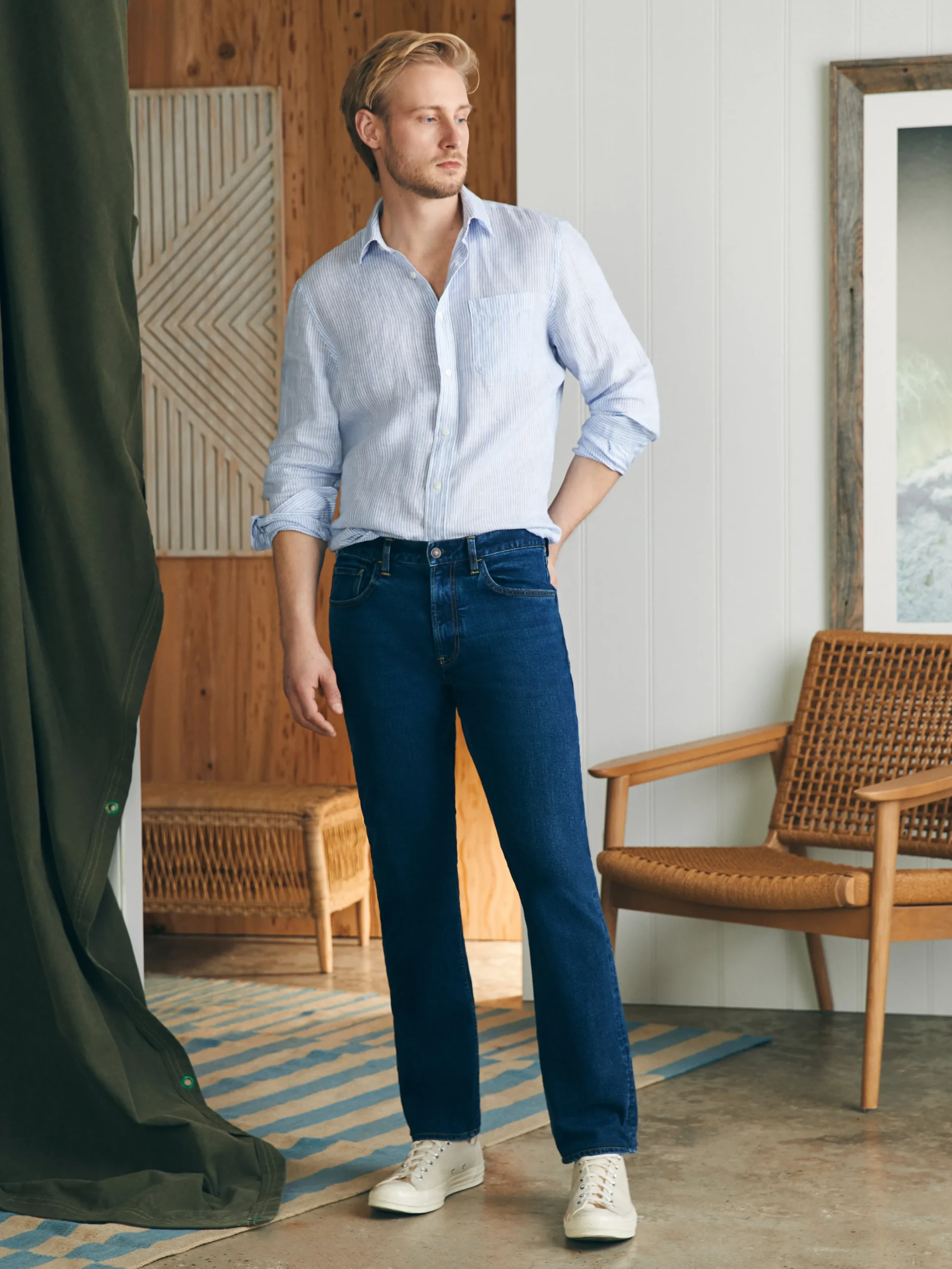 Organic Cotton Slim Straight Denim (32" Inseam) -*Faherty Brand Discount