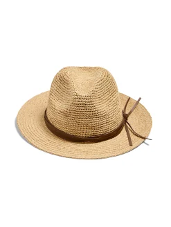 Raffia Trim Crochet Fedora -*Faherty Brand Sale