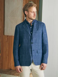 Reserve Linen Windowpane Blazer -*Faherty Brand Sale