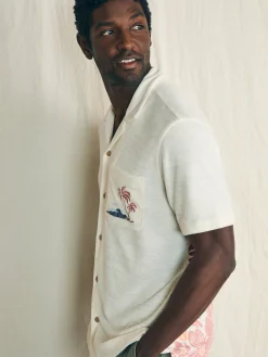 Short-Sleeve Cabana Towel Terry Shirt -*Faherty Brand New