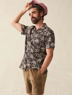 Short-Sleeve Hemp Blend Camp Shirt -*Faherty Brand New