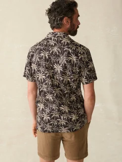 Short-Sleeve Hemp Blend Camp Shirt -*Faherty Brand New