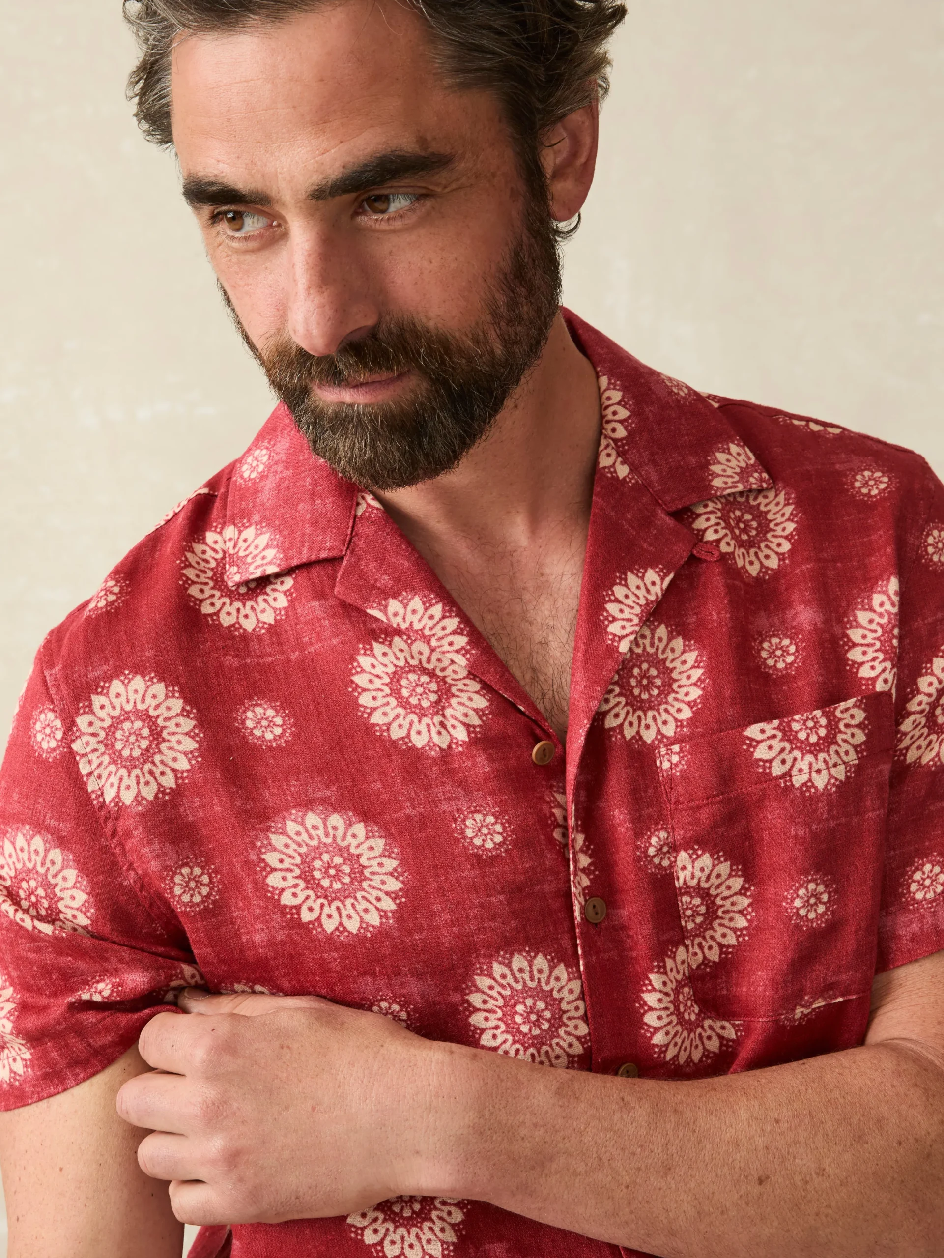 Short-Sleeve Hemp Blend Camp Shirt -*Faherty Brand