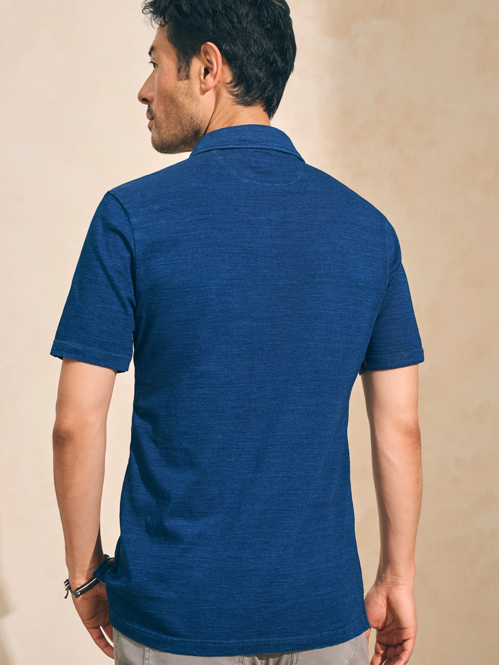Short-Sleeve Indigo Polo Shirt -*Faherty Brand Sale