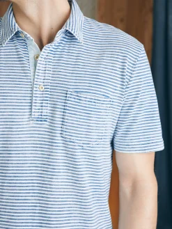 Short-Sleeve Indigo Polo Shirt -*Faherty Brand Clearance