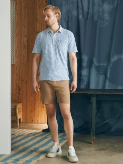 Short-Sleeve Indigo Polo Shirt -*Faherty Brand Clearance