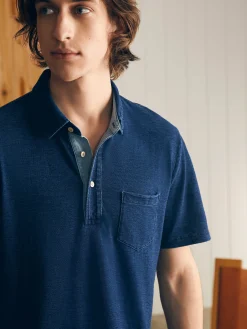 Short-Sleeve Indigo Polo Shirt -*Faherty Brand Hot