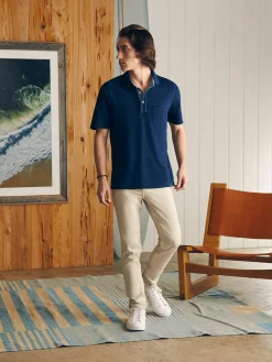 Short-Sleeve Indigo Polo Shirt -*Faherty Brand Hot