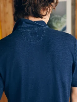 Short-Sleeve Indigo Polo Shirt -*Faherty Brand Hot