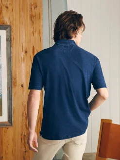 Short-Sleeve Indigo Polo Shirt -*Faherty Brand Hot