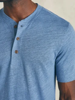 Short-Sleeve Linen Henley -*Faherty Brand Outlet