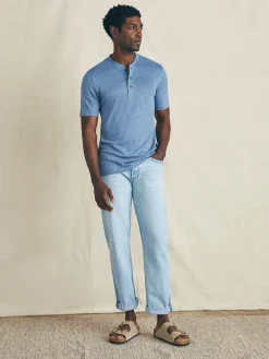 Short-Sleeve Linen Henley -*Faherty Brand Outlet