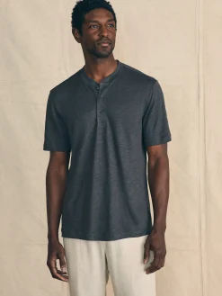 Short-Sleeve Linen Henley -*Faherty Brand Online