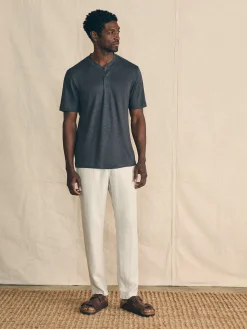 Short-Sleeve Linen Henley -*Faherty Brand Online