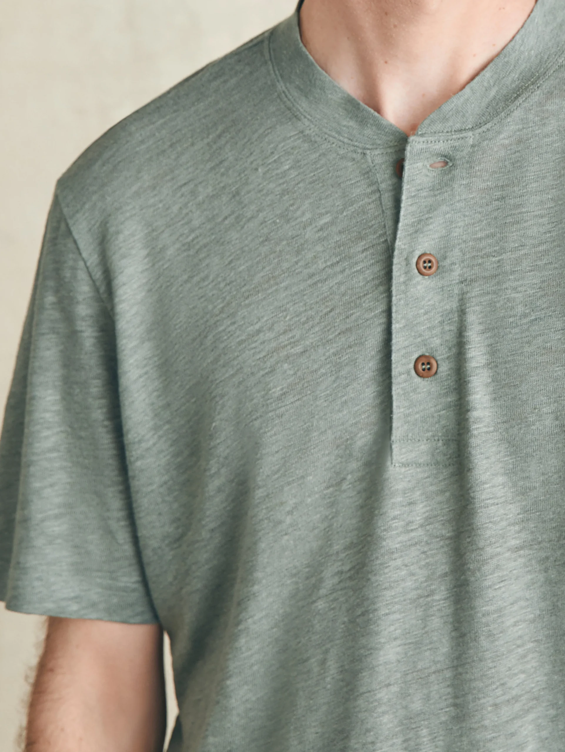 Short-Sleeve Linen Henley -*Faherty Brand Hot