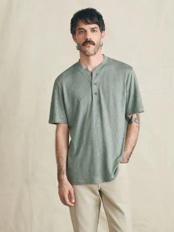Short-Sleeve Linen Henley -*Faherty Brand Hot
