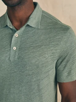 Short-Sleeve Linen Polo -*Faherty Brand New