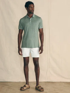 Short-Sleeve Linen Polo -*Faherty Brand New
