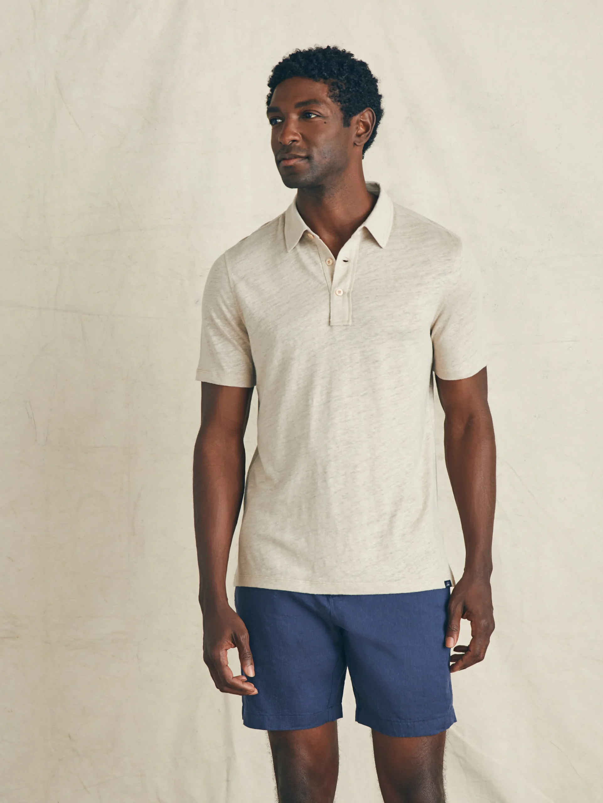 Short-Sleeve Linen Polo -*Faherty Brand Sale