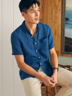 Short-Sleeve Palma Linen Shirt -*Faherty Brand New