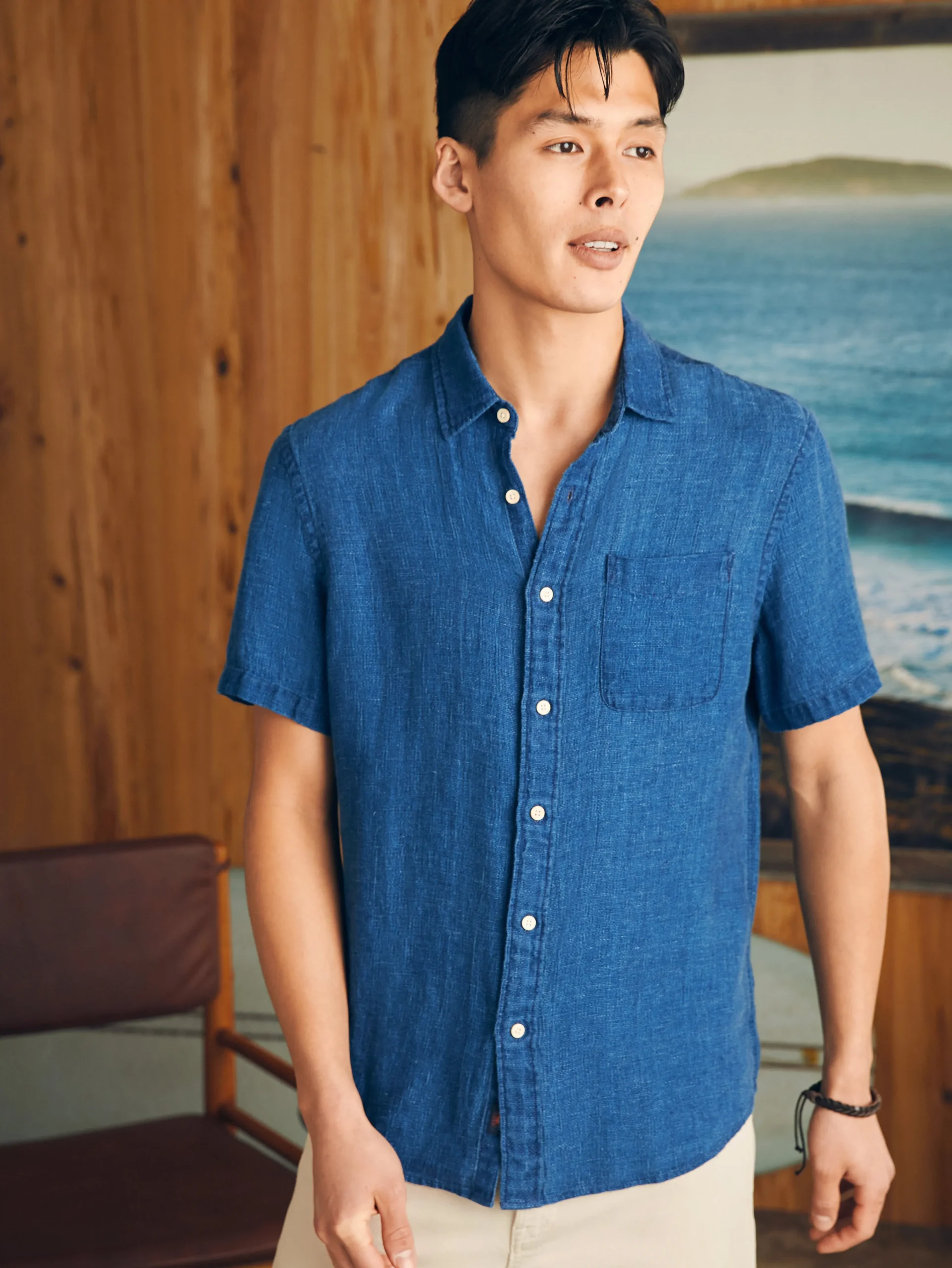 Short-Sleeve Palma Linen Shirt -*Faherty Brand New