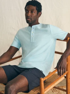 Short-Sleeve Sunwashed Henley -*Faherty Brand Clearance