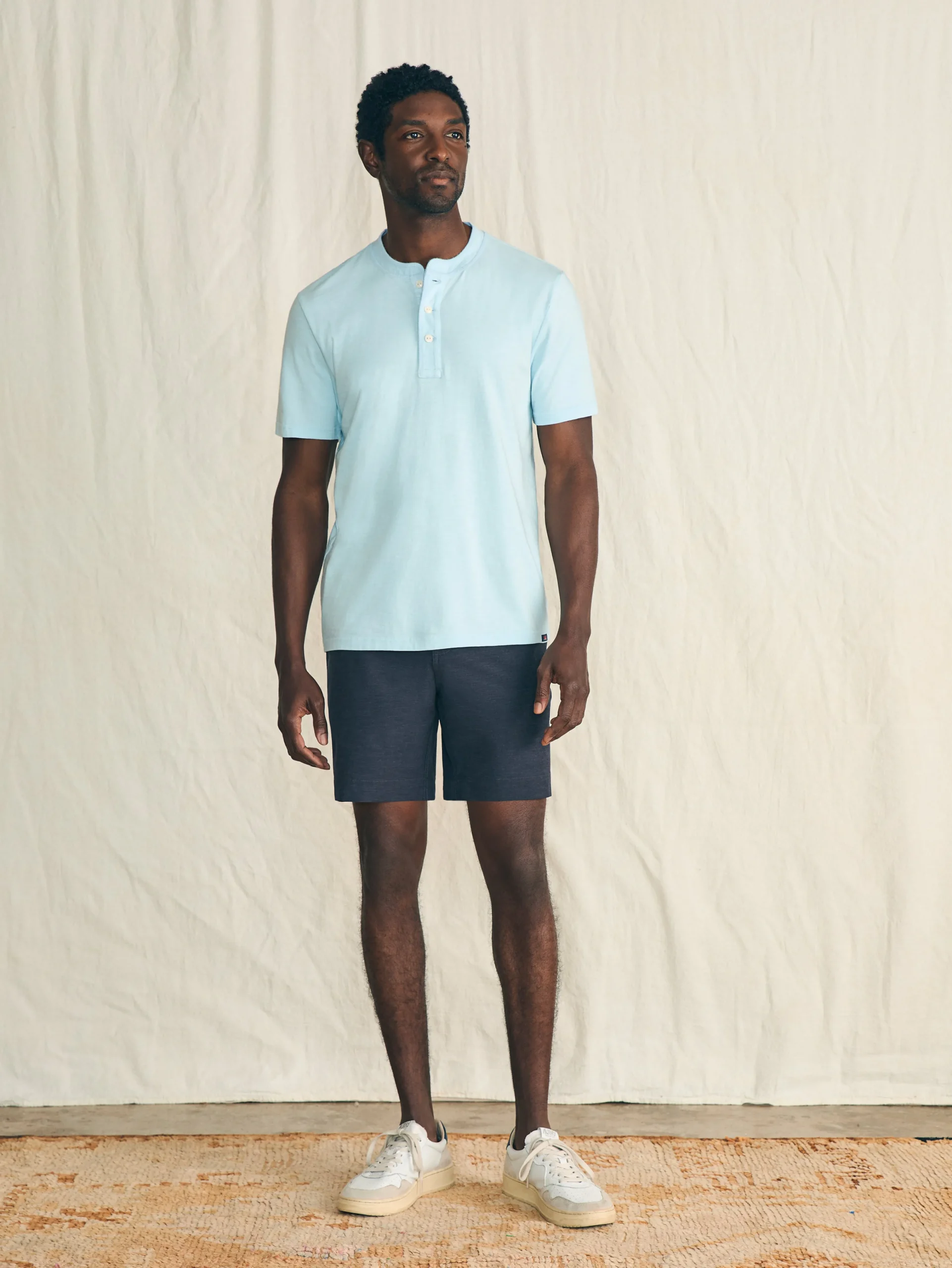 Short-Sleeve Sunwashed Henley -*Faherty Brand Clearance