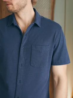 Short-Sleeve Sunwashed Knit Shirt (Single Pocket) -*Faherty Brand Online