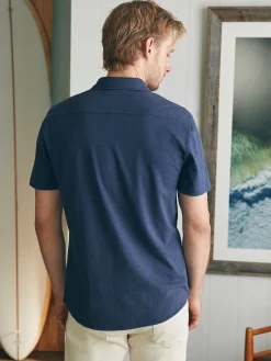 Short-Sleeve Sunwashed Knit Shirt (Single Pocket) -*Faherty Brand Online