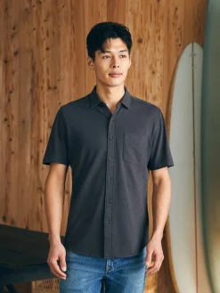 Short-Sleeve Sunwashed Knit Shirt (Single Pocket) -*Faherty Brand Outlet