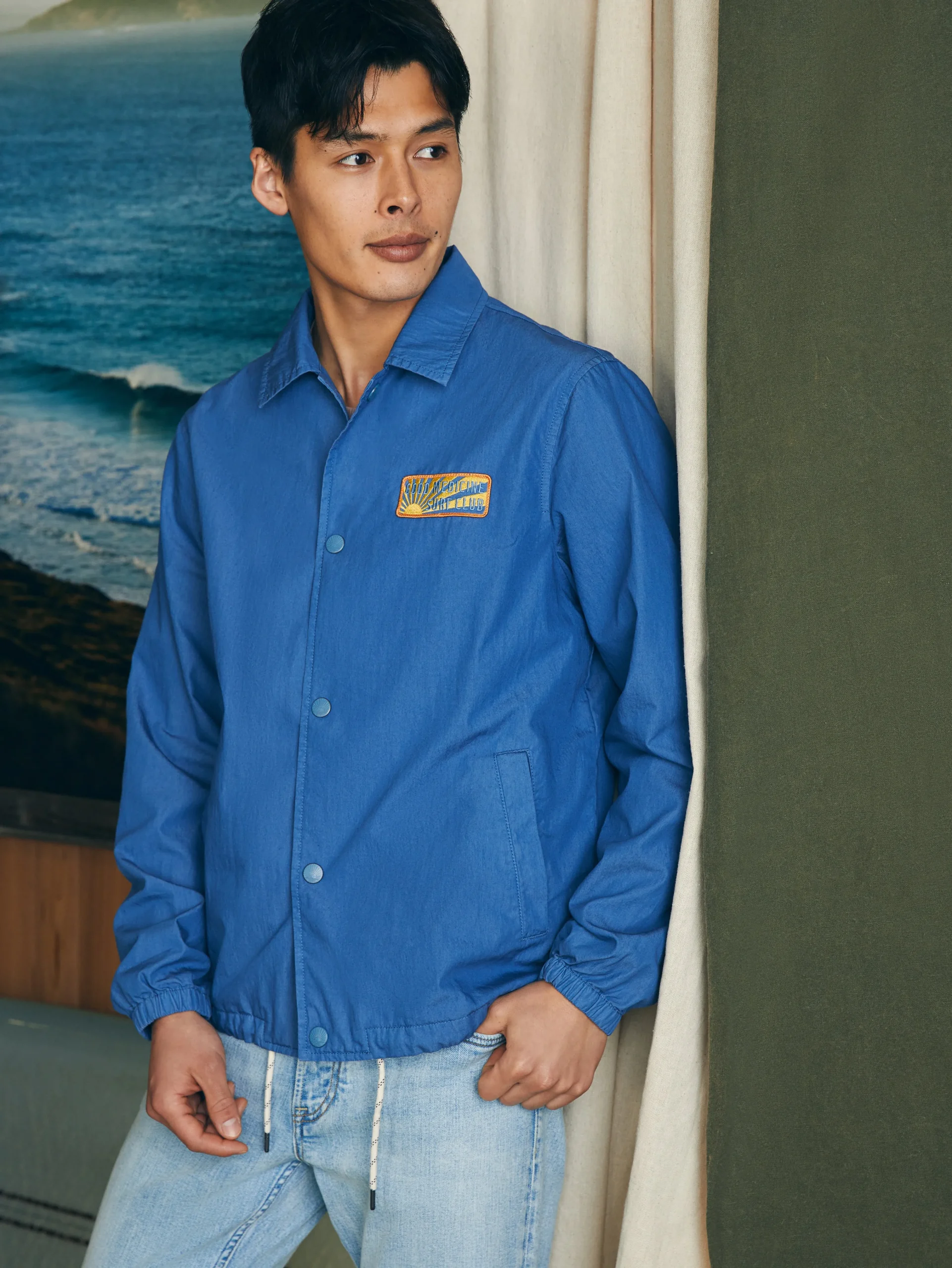 Steven Paul Judd Good Medicine Sunwashed Coaches Jacket -*Faherty Brand New