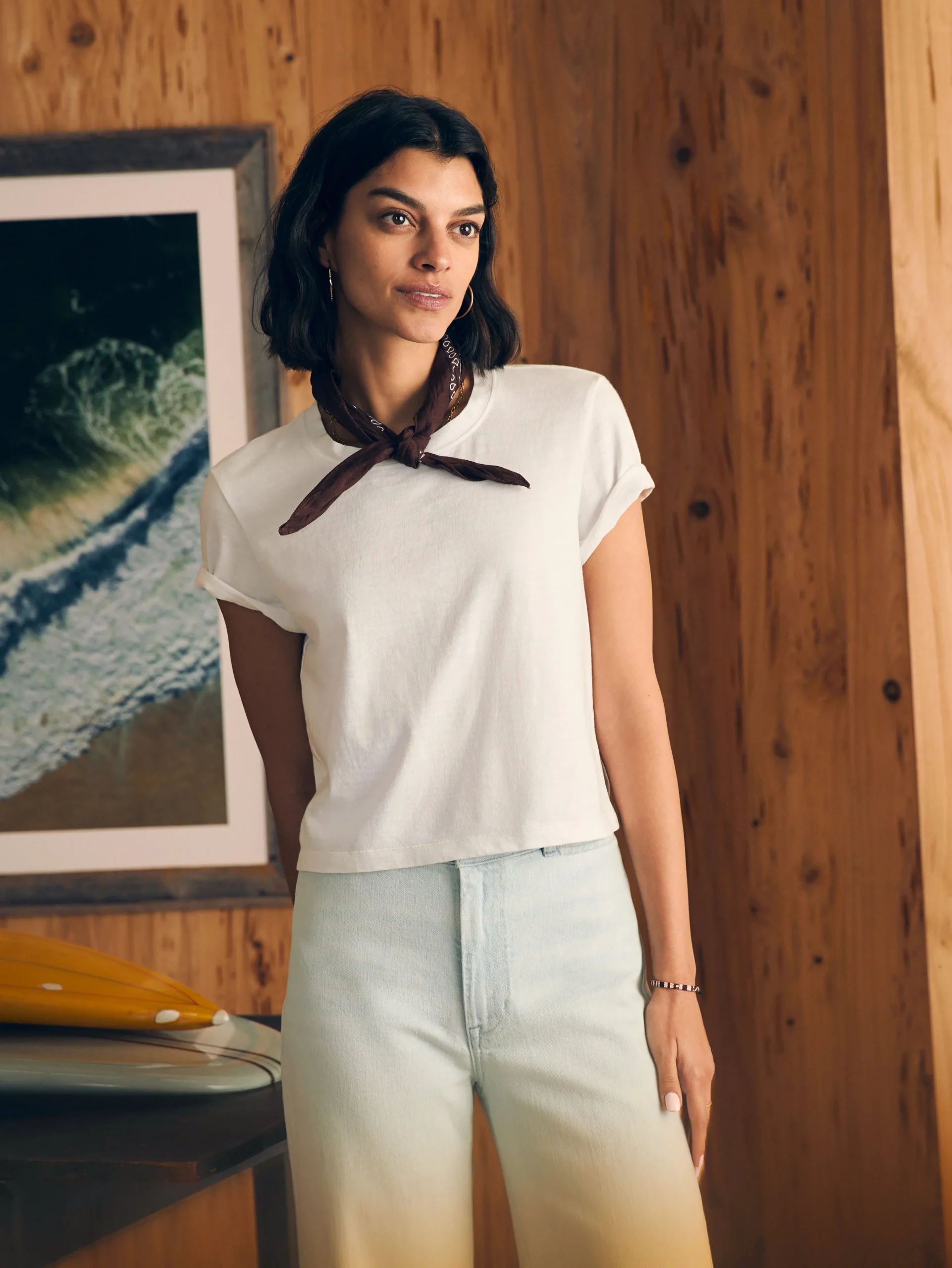 Sunwashed Cropped Crew Tee -*Faherty Brand New