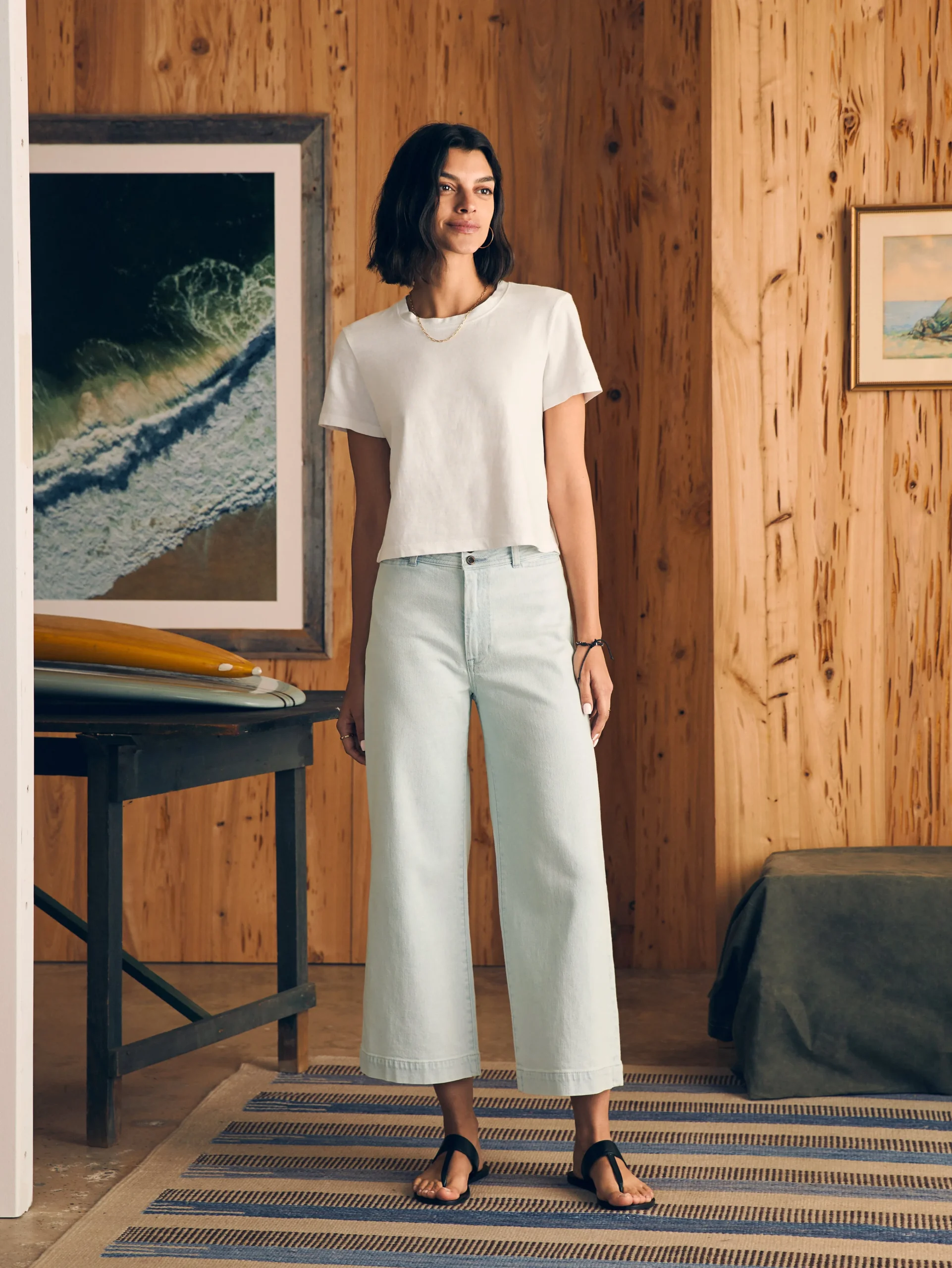 Sunwashed Cropped Crew Tee -*Faherty Brand New