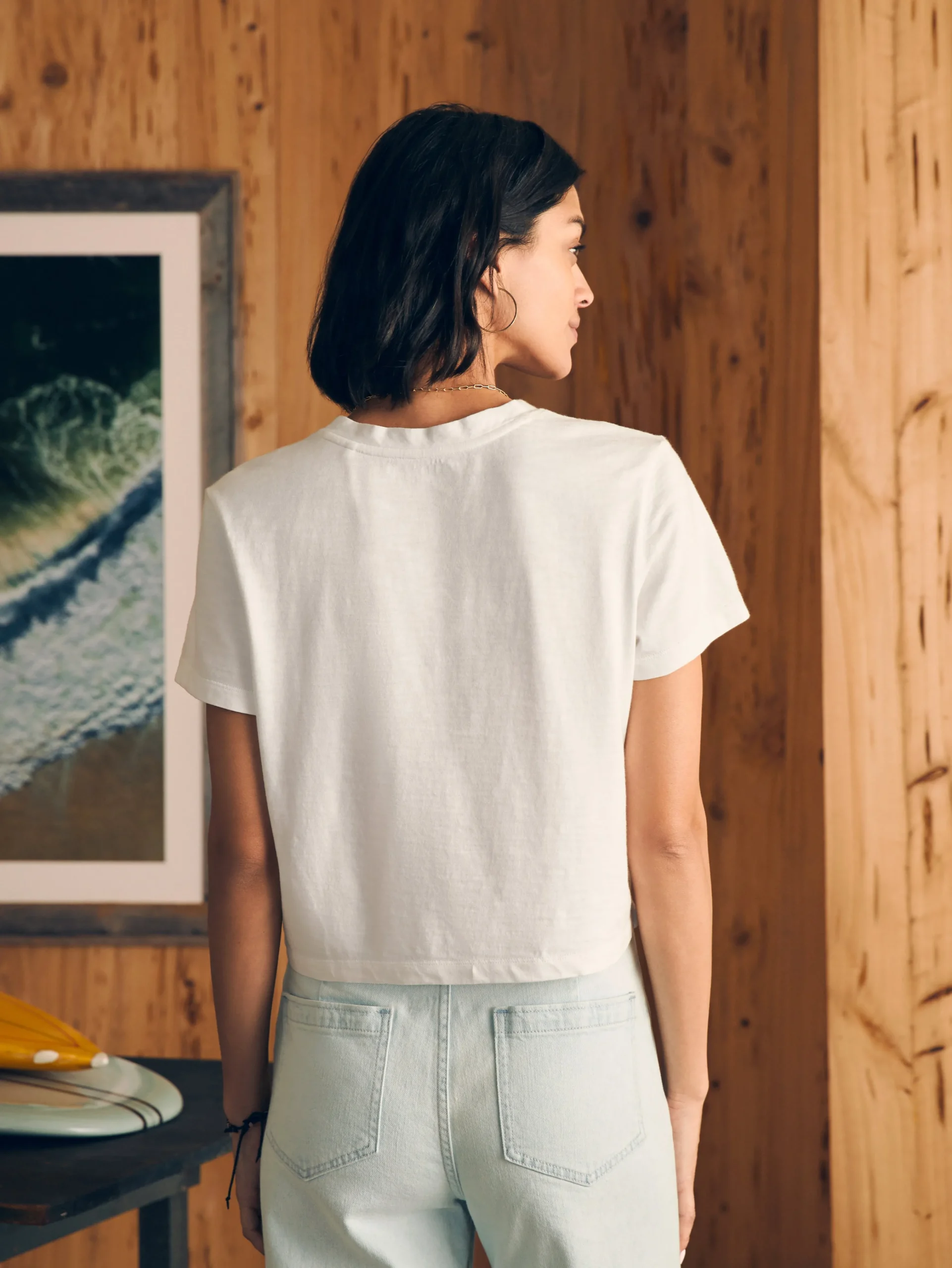 Sunwashed Cropped Crew Tee -*Faherty Brand New