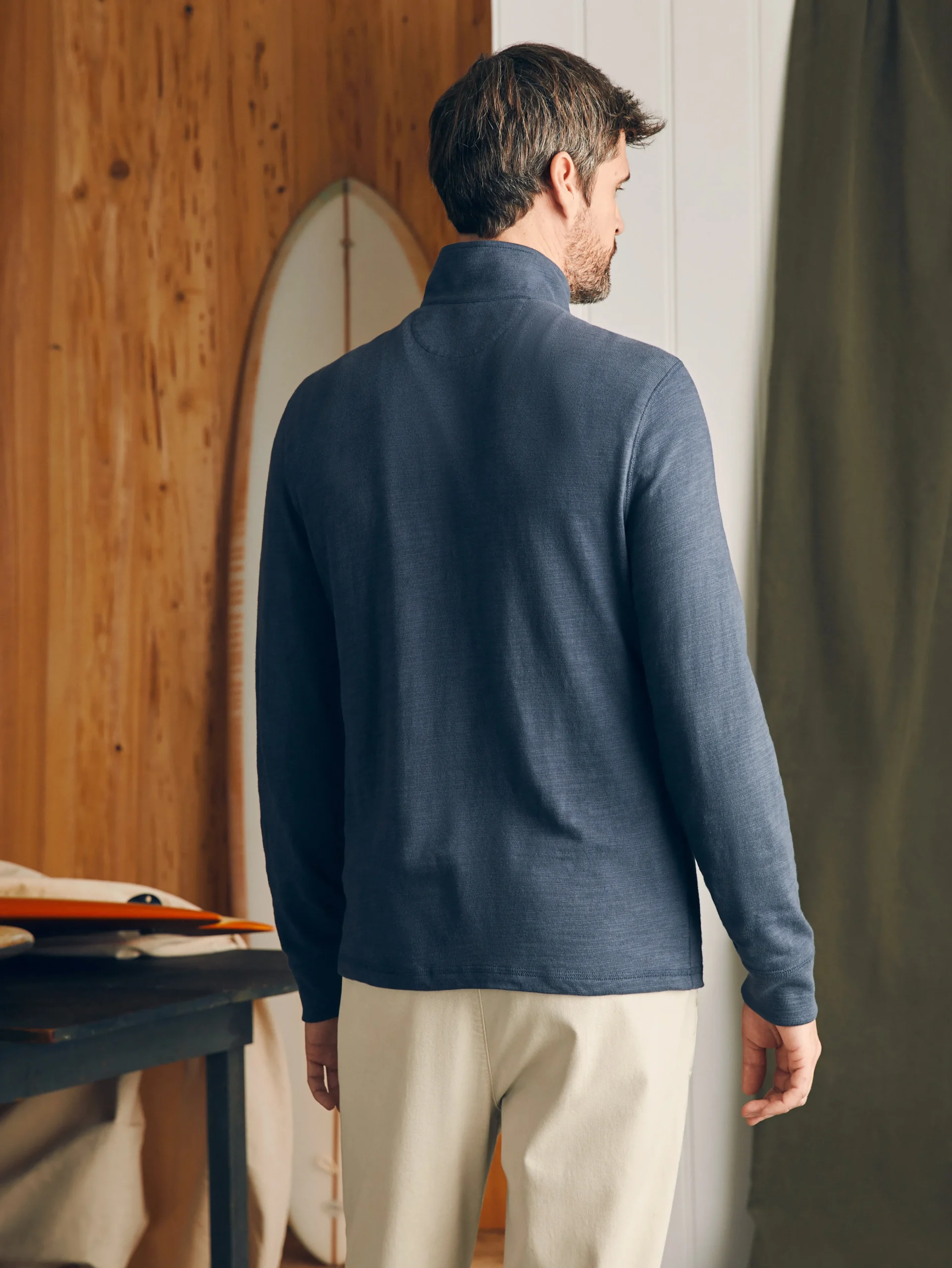 Sunwashed Slub Quarter Zip (Tall) -*Faherty Brand Clearance