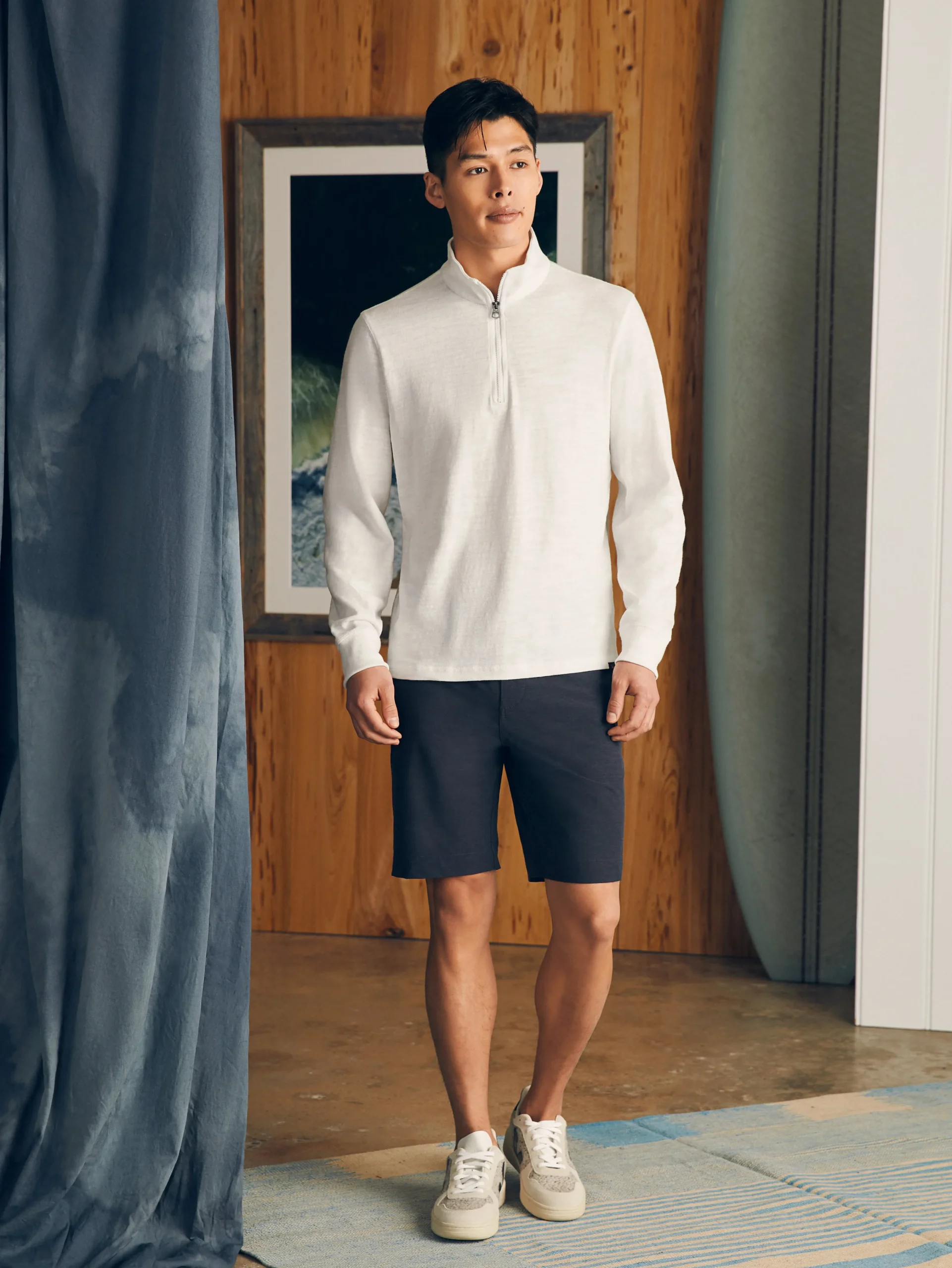 Sunwashed Slub Quarter Zip (Tall) -*Faherty Brand Clearance
