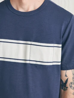 Surf Stripe Sunwashed Pocket Tee -*Faherty Brand